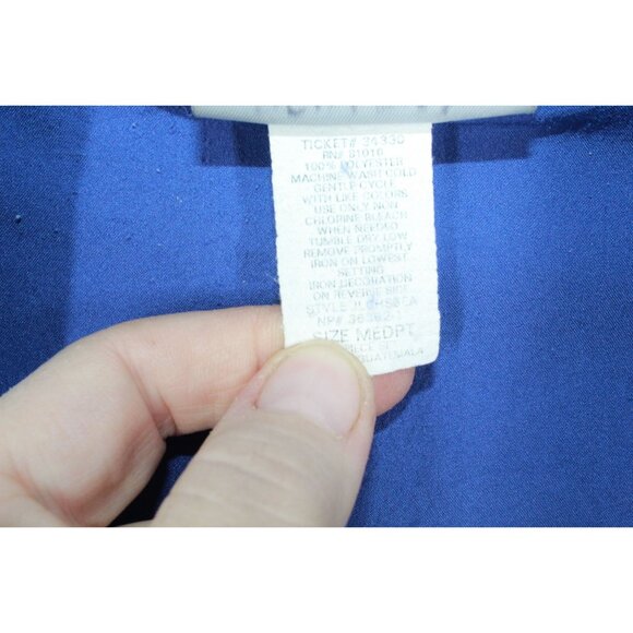 Vintage 90s Blair Blue Embroidered Flowers Track Jacket Windbreaker M - Picture 5 of 9